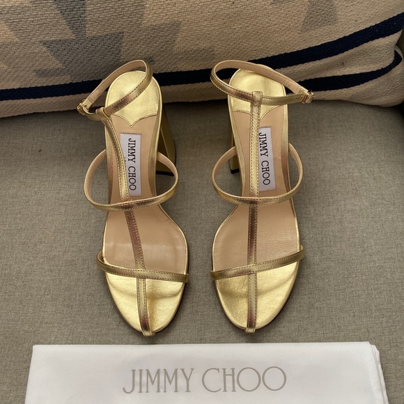 Jimmy Choo linley 85 cage strap sandals Gold NWT 35,36 - Picture 3 of 13